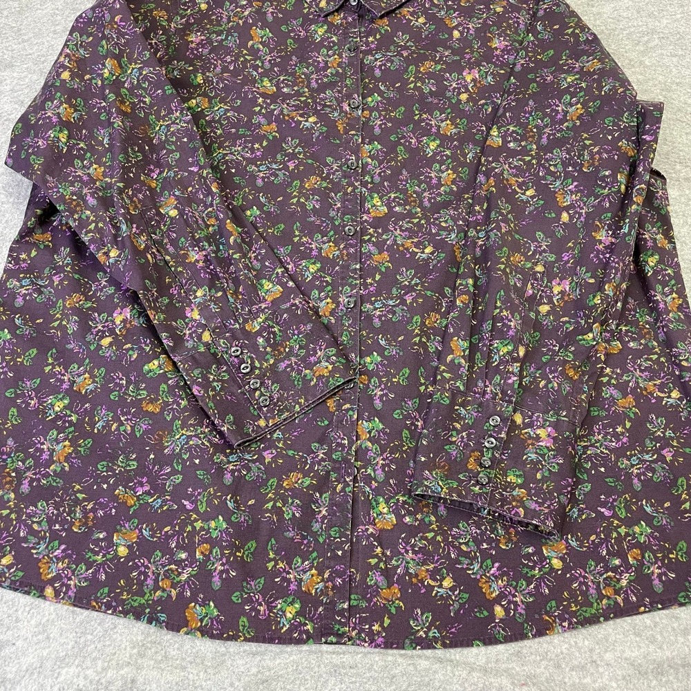 Eddie Bauer Purple Floral Stretch Wrinkle Resistant Button Down Shirt 2X - Picture 8 of 16